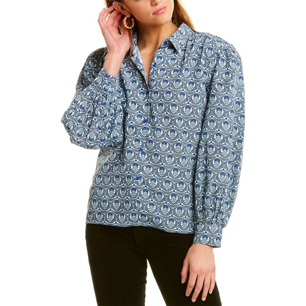 Garrie B Womens  Crepe Blouse, Blue